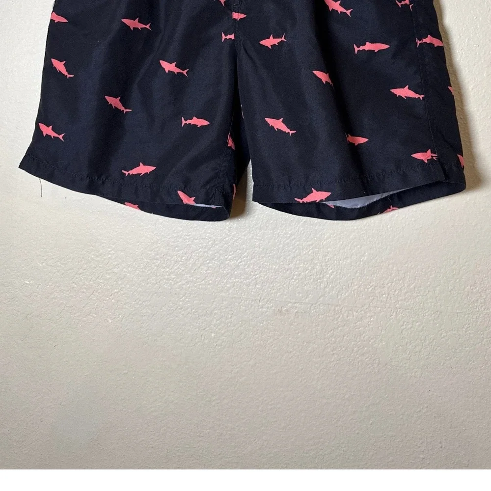 Maamgic Men Swim Trunks Large Black Pink Shark Print Mesh Lined Beach Summer
